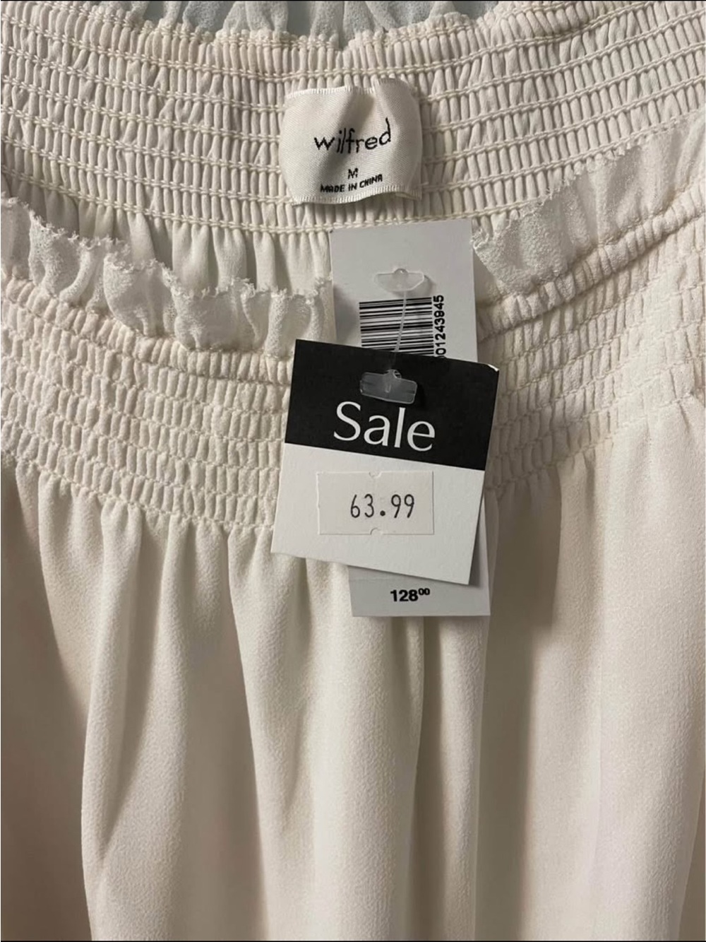 Wilfred Cream Smocked-Waist Blouse